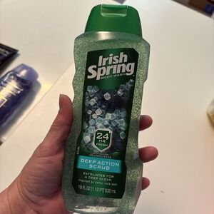 Irish Spring Deep Action Scrub Body Wash Gel Paraben Free 18 fl oz